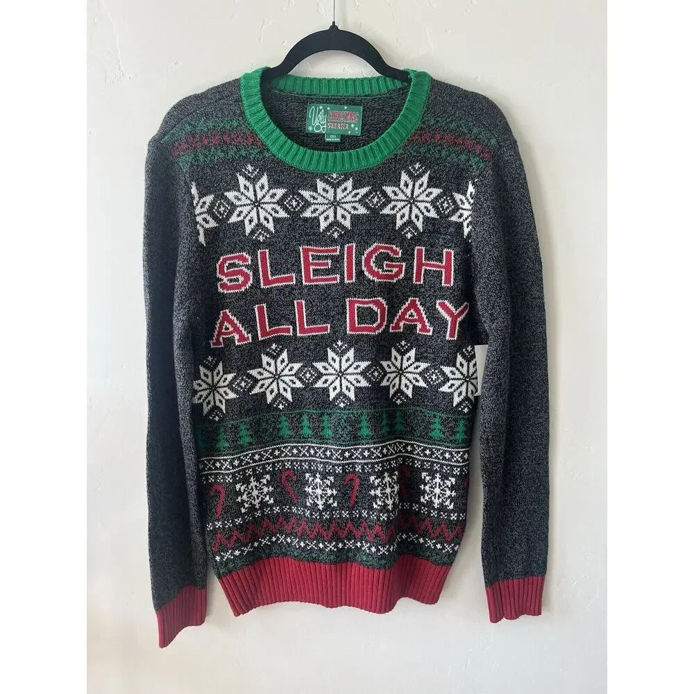 NWT Ugly Christmas Sweater long sleeve, Christmas Party, Sleigh All Day, Sz S - Picture 2 of 8
